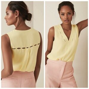 REISS Yellow Bruna V Neck Top, sz.4 NWT